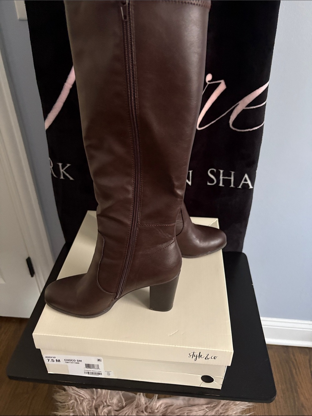 Style & Co. Brown Leather Knee-High Block Heel Boots - Picture 2 of 5